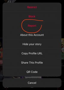 how to report instagram account