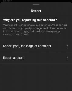 report instagram account